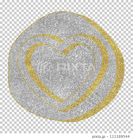 Illustration material Wax heart silver gold Illustration material Wax heart silver gold 111389544