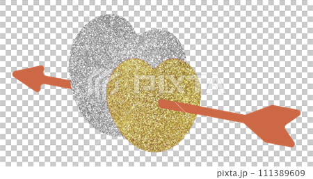 插畫素材被刺穿的心銀金 111389609