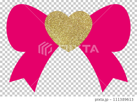 Illustration material heart and ribbon gold 111389613