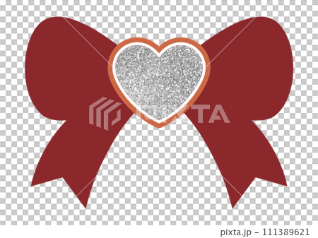 Illustration material heart and ribbon silver 111389621