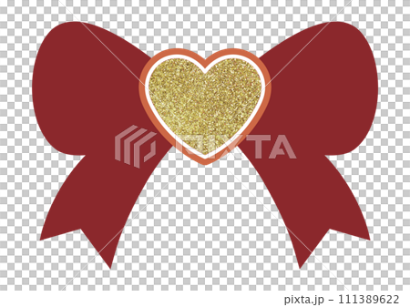 Illustration material heart and ribbon gold 111389622