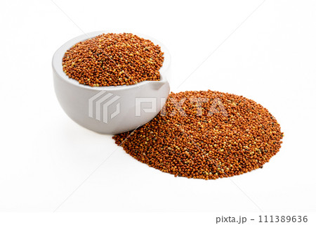 dried grains bird food. Red millet grain. 111389636