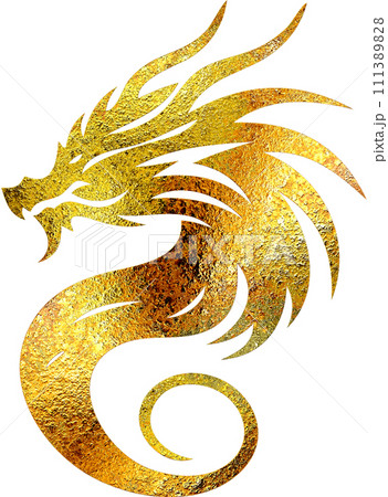 Gold Dragon - Digital Painting. Gold Dragon - Digital Painting. 111389828