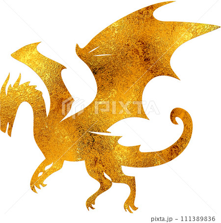 Gold Dragon - Digital Painting. 111389836