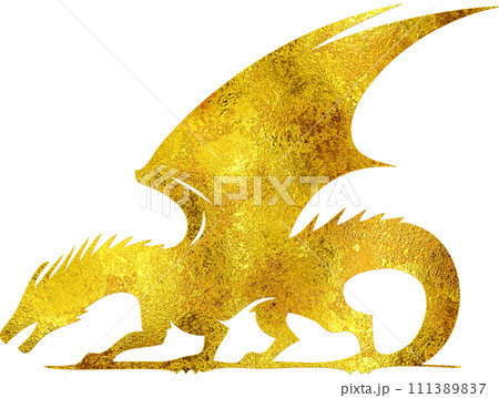Gold Dragon - Digital Painting. Gold Dragon - Digital Painting. 111389837