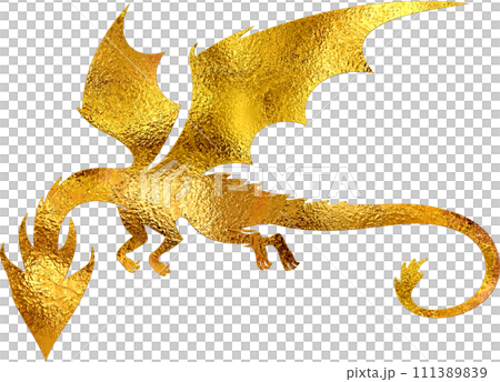Gold Dragon - Digital Painting. Gold Dragon - Digital Painting. 111389839