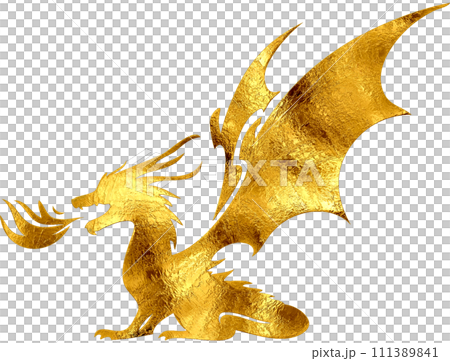 Gold Dragon - Digital Painting. 111389841