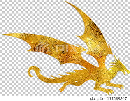 Gold Dragon - Digital Painting. Gold Dragon - Digital Painting. 111389847