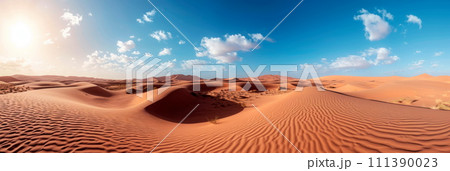 The contrast between the desert and the oases that sparkle through the desert. Generative AI 111390023