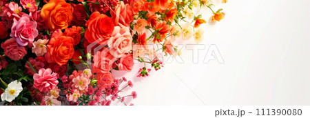 charming flower arrangement forming an elegant frame, perfect for expressing Valentine's feelings on a white background. Generative AI 111390080