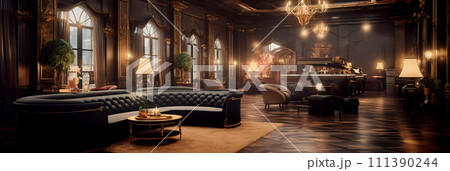 luxurious hotel lobby with exclusive furniture and a luxurious atmosphere. Generative AI 111390244