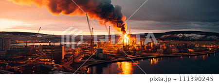 Large oil pipeline and gas pipeline in the process of oil refining and the movement of oil and gas Generative AI 111390245