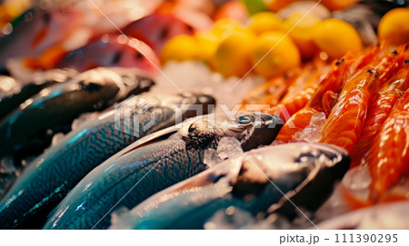 A seafood market that supports fisheries and prioritizes environmental conservation. 111390295