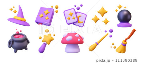 3d magic icons. 3d magic icons. 111390389
