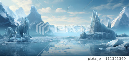 Iceberg reflected in the water. It represents the power of nature. Watching makes one feel impressed, calm, curious. Ideal for using pictures as teaching materials about nature, science or philosophy. Iceberg reflected in the water. It represents the power of nature. Watching makes one feel impressed, calm, curious. Ideal for using pictures as teaching materials about nature, science or philosophy. 111391340