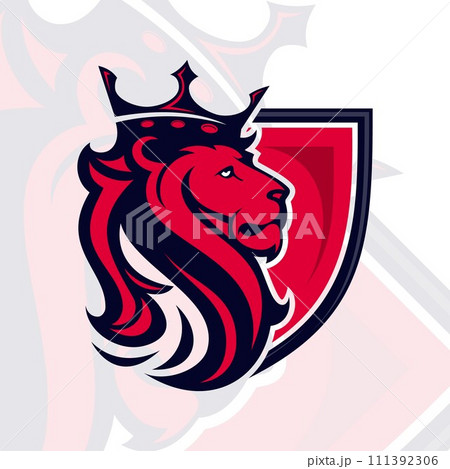 Design logo lion king with shield Design logo lion king with shield 111392306