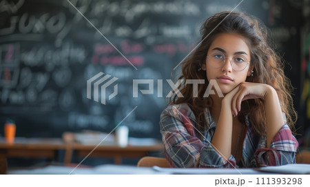 schooler A thoughtful high schooler practicing algebraic...のイラスト素材 [111393298] -  PIXTA