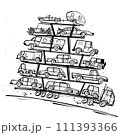 An overloaded car transporter speeds down the road 111393366