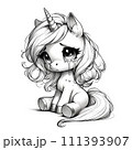 Crying unicorn girl sketch illustration 111393907
