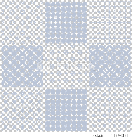 Set of Seamless Geometric Floral Patterns. Vector Art. 111394351