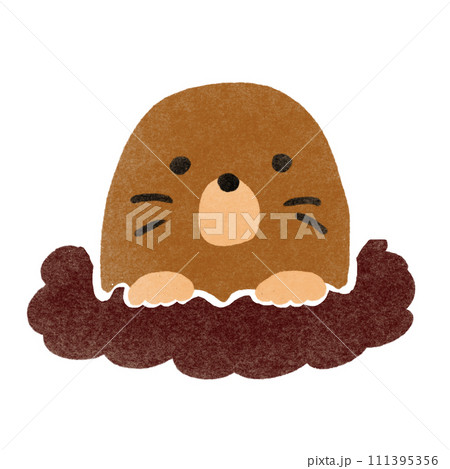 スタンプ風のひょっこりモグライラスト 111395356