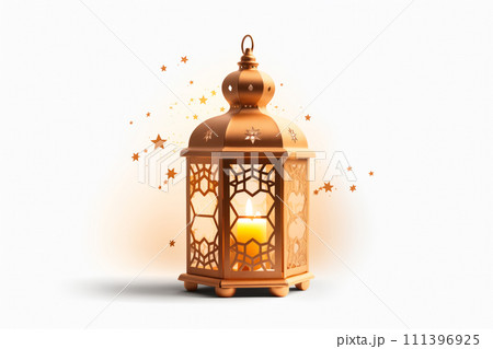 Golden Ramadan Lantern on white 111396925