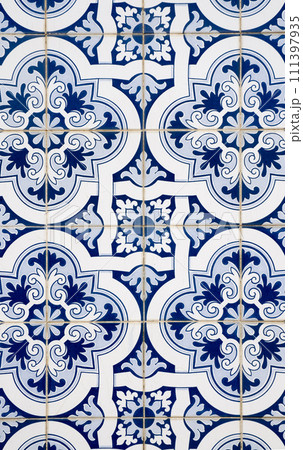 Ornamental old tiles Ornamental old tiles 111397935
