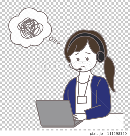 Illustration of a female operator with a troubled face 111398530