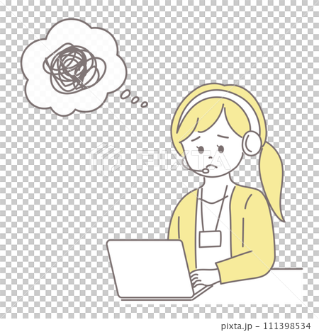 Illustration of a female operator with a troubled face 111398534