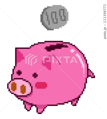 ブタの貯金箱のピクセルアート ブタの貯金箱のピクセルアート 111398771