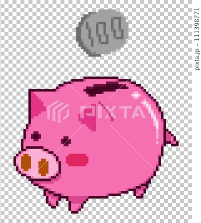 ブタの貯金箱のピクセルアート ブタの貯金箱のピクセルアート 111398771