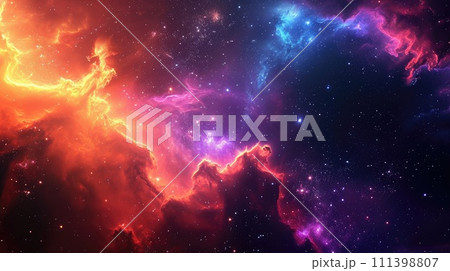 Colorful space galaxy cloud nebula, Ai Generated. 111398807