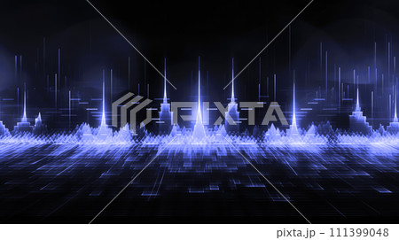 Abstract geometric punk rock sound wave HD pattern wallpaper with neon green lighting, AI Generated. 111399048