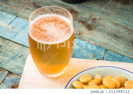Tasty lupins and glass of beer 111399111