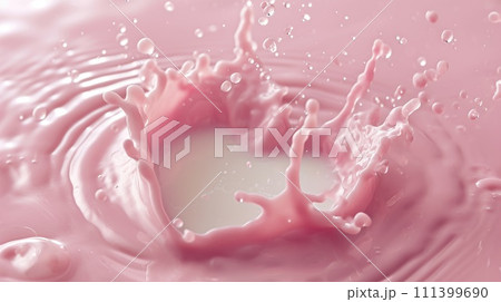 Pink heart like milk splashes, romantic food symbol, Ai Generated Pink heart like milk splashes, romantic food symbol, Ai Generated 111399690