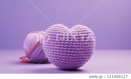A Picture of a Crocheted Cute Heart, Ai Generated 111400127