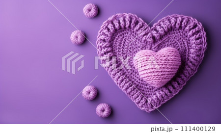 A Picture of a Crocheted Cute Heart, Ai Generated 111400129