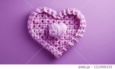 A Picture of a Crocheted Cute Heart, Ai Generated 111400133