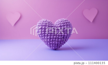 A Picture of a Crocheted Cute Heart, Ai Generated 111400135