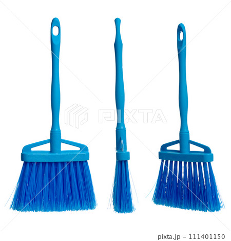 Three plasticblue brooms Three plasticblue brooms 111401150