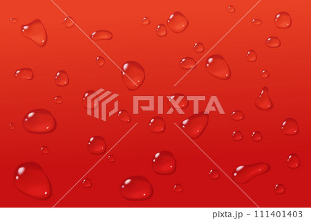 Red drops abstract background. Condensate on glass in close up. Cold beverage texture concept of wine or juice. Stock vector illustration in realistic style. Red drops abstract background. Condensate on glass in close up. Cold beverage texture concept of wine or juice. Stock vector illustration in realistic style. 111401403
