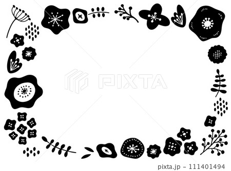 モノクロの植物のフレーム 111401494