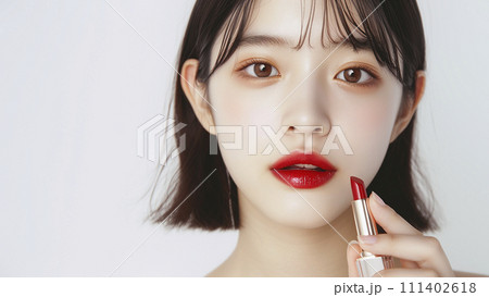 口紅を塗る女性のコマーシャルフォト(AI生成画像) 口紅を塗る女性のコマーシャルフォト(AI生成画像) 111402618