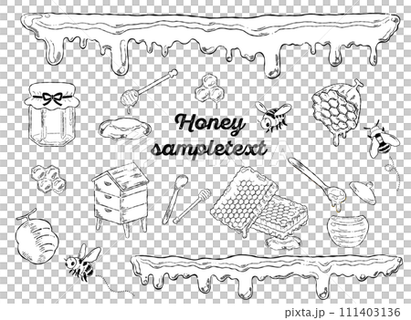 線画_養蜂はちみつイラスト素材セット 111403136
