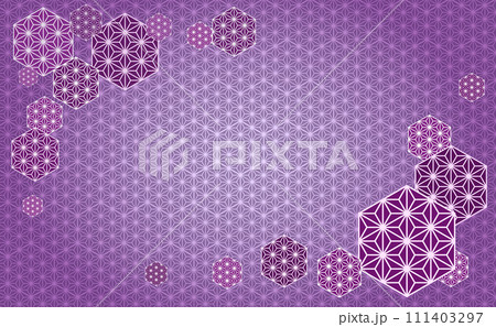 麻の葉文様のパターンイラスト 111403297