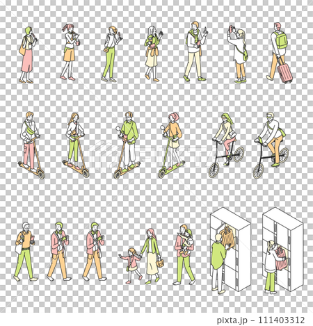 Inbound empty-handed sightseeing person set 111403312