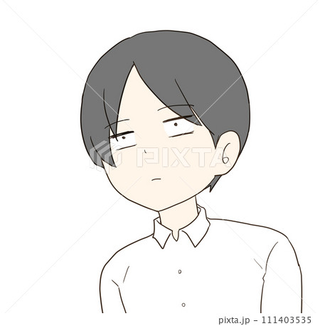 スンとした表情の男性  111403535