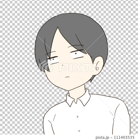 スンとした表情の男性  111403535