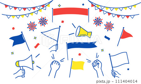 応援や声援をするイメージのイラストセット 111404014