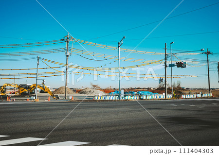 交差点横の工事 国道254号上伊草交差点  2024.01　b-5 フィルム調 111404303